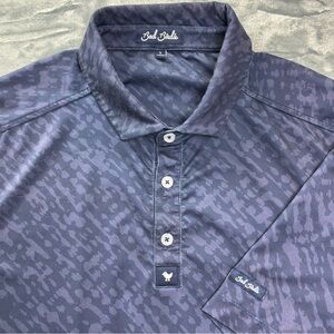 Bad Birdie Polo Mens Large Purple Blue Geometric Camo Golf Performance Active